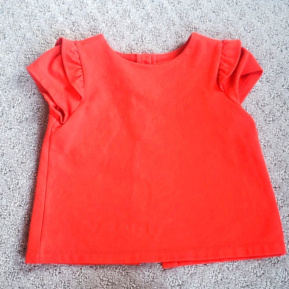 Janie and jack red shirt with flutter sleeves